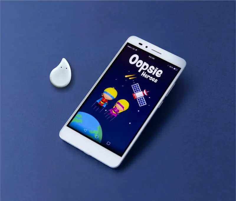 Smartphone displaying bed wetting alarm app